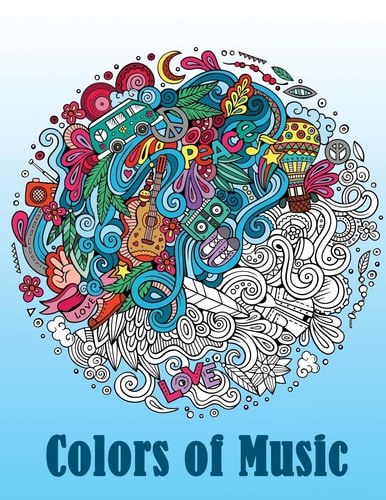 Colors of Music - Mosaic Music Featuring 40 Stress Relieving Designs of Musical Instruments