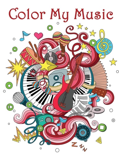 Color My Music - Mosaic Music Featuring 40 Stress Relieving Designs of Musical Instruments