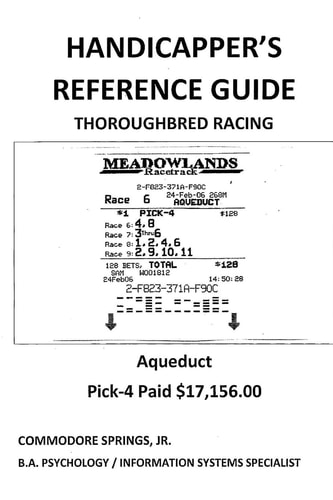 Handicapper's Reference Guide Thoroughbred Racing