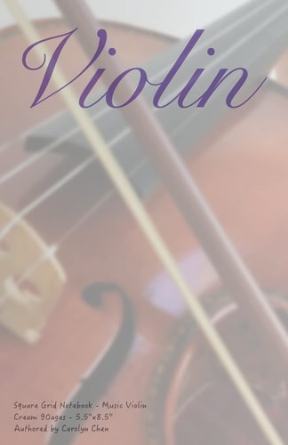 Square Grid Notebook - Music Violin Classic Notebooks / Musicians Notebook / Sketch Book / Diary Notebook / 90pages * Cream Paper