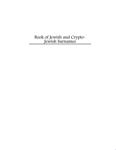 Book of Jewish and Crypto-Jewish Surnames