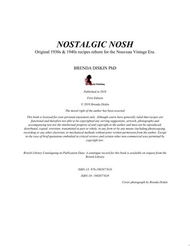 Nostalgic Nosh Original 1930s & 1940s recipes reborn for the Nouveau Vintage Era