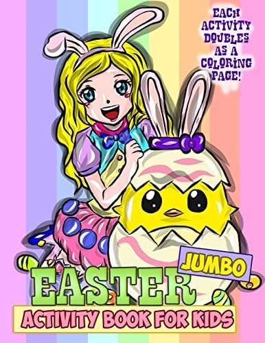 Jumbo Easter Activity Book for Kids Easter Coloring Book for Toddlers, Preschoolers and Children with Mazes, Crosswords, Word Searches, Spot the Difference Puzzles, Dot to Dot Connect the Dots and More for Kids Ages 4-8 Easter Basket Stuffers Bible Colori
