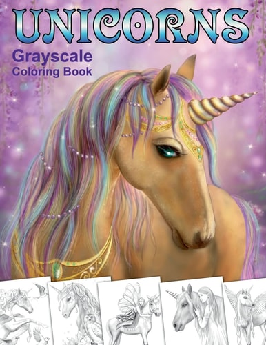 Unicorns. Grayscale Coloring Book Coloring Book for Adults