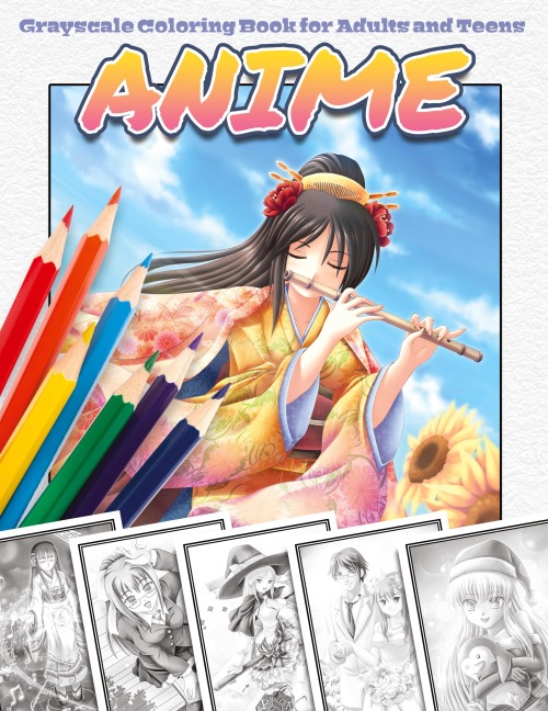 Anime Grayscale Coloring Book for Adults and Teens