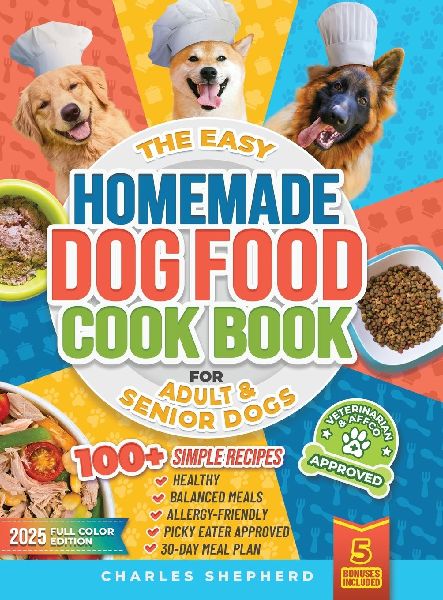 The Easy Homemade Dog Food Cookbook for Adult & Senior Dogs: 100+ Simple, Vet-Approved, Allergy-Friendly Recipes to Boost Energy, Relieve Chronic Issues and Help Your Dog Live a Longer, Healthier Life
