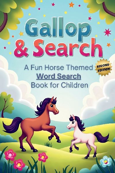 Gallop & Search: A Fun Horse-Themed Word Search Book for Children (Second Edition): 50 Fun & Challenging Horse-Themed Puzzles for Kids plus 10 Bonus Coloring Pages!