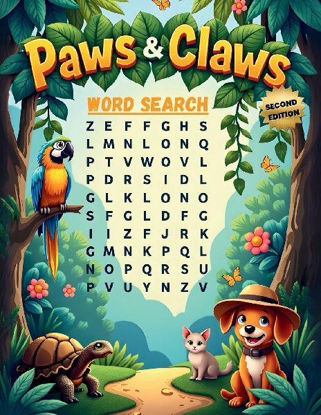 Paws & Claws Word Search (Second Edition): 50 Fun & Easy  Pet- Themed Puzzles for Children and Animal Lovers plus 10 Bonus Coloring Pages!
