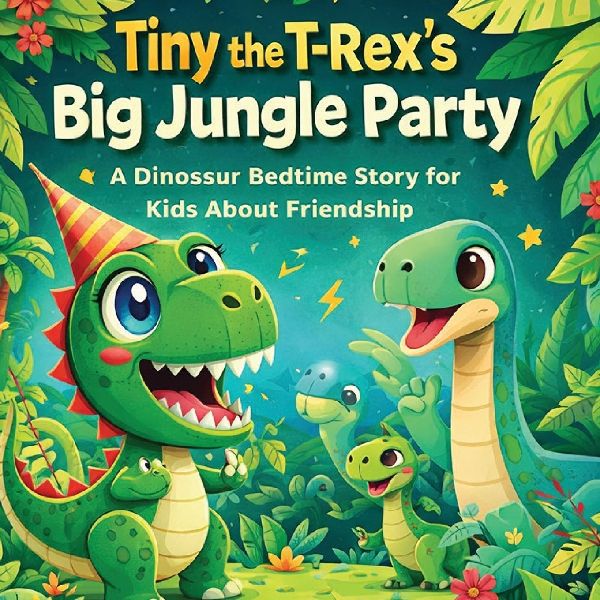 Tiny the T-Rexs Big Jungle Party - A Dinosaur Bedtime Story for Kids About Friendship