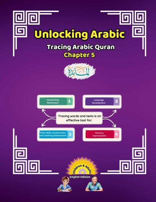 Unlocking Arabic: Tracing Arabic Quran Chapter 5 (Left to right Edition)