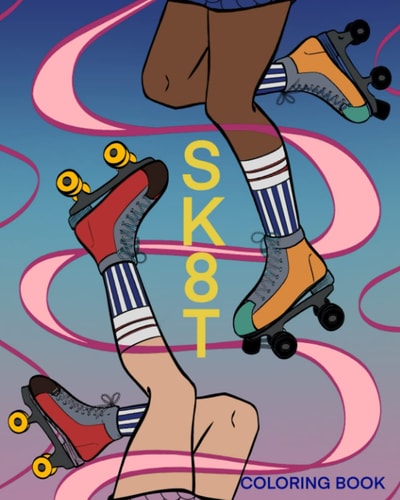 Sk8t Coloring Book ROLLER SKATE LOVERS Design & Color Beautifully Illustrated Quad Skates Templates