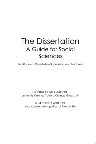 The Dissertation: A Guide for Social Sciences