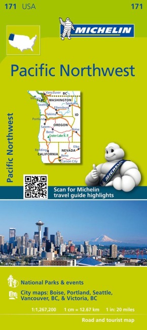 Michelin Pazifik Nord-West: Straßen- und Tourismuskarte 1:1.267.200