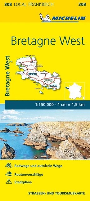 Michelin Bretagne West: Straßen- und Tourismuskarte 1:150.000