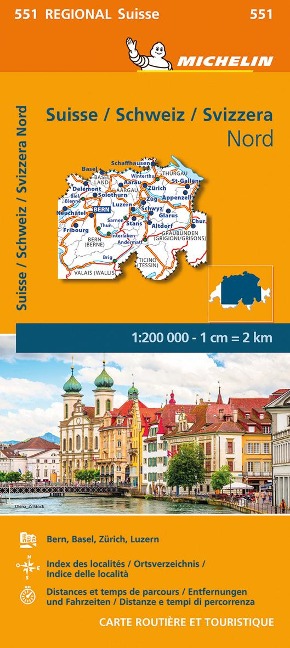 Michelin Schweiz Nord: Straßen- und Tourismuskarte 1:200.000