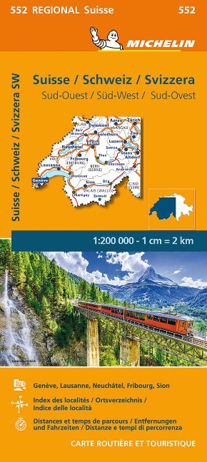 Michelin Schweiz Süd-West: Straßen- und Tourismuskarte 1:200.000