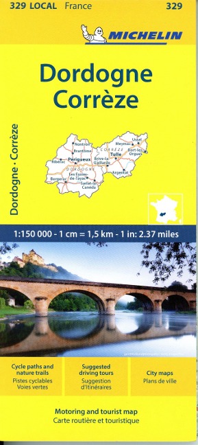 Michelin Correze / Dordogne (Perigord) Local 329: 1:150 000