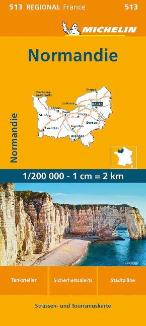 Michelin Normandie: Straßen- und Tourismuskarte 1:200.000