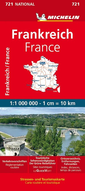 Michelin Frankreich einseitig 1 : 1 000 000: Straßen- und Tourismuskarte