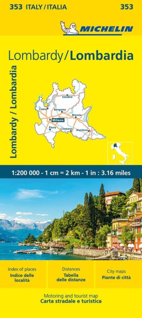 Michelin Lombardei: Straßen- und Tourismuskarte 1:200.000