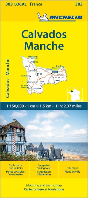 Michelin Normandie West: Straßen- und Tourismuskarte 1:150.000