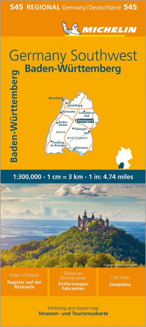 Michelin Baden-Württemberg: Strassen- und Tourismuskarte 1:300.000