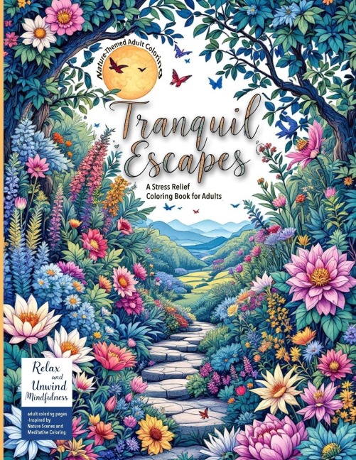 Nature-Themed Adult Coloring Book Tranquil Escapes: Relax and Unwind with Mindfulness adult coloring pages - Inspired by Nature Scenes and Meditative Coloring