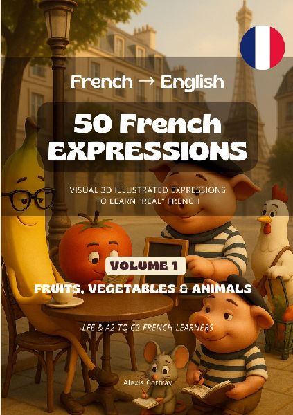 50 French Expressions (French to English) - Volume 1 (Fruits, Vegetables & Animals): 50 Illustrated French Expressions for French Learners