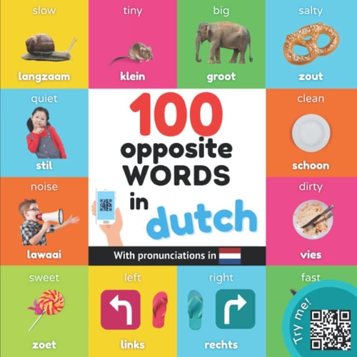 100 Opposite Words in Dutch Bilingual Picture Book for Kids: English / Dutch with Pronunciations