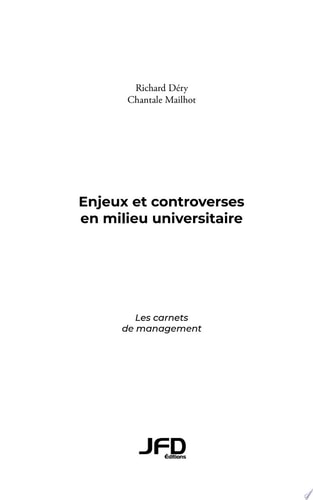 Enjeux et controverses en milieu universitaire Les carnets de management