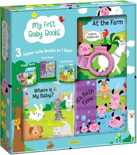 My First Baby Books: 3-In-1 Box Set with Cloth Book, Bath Book & Stroller Book Soft Baby Books for Toddlers 1-3, Newborn Baby Gifts, Early Learning Development: Three Adorable Books in One Box: Bath Book, Cloth Book, Stroller Book