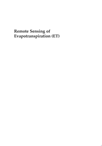 Remote Sensing of Evapotranspiration (ET)
