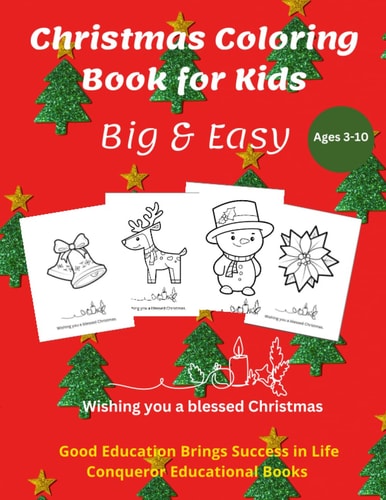 Christmas Coloring Book for Kids 50 Seasonal Christmas Motives that Kids Love to Color