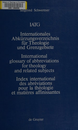 Internationales Abkürzungsverzeichnis für Theologie und Grenzgebiete