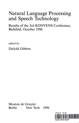Natural Language Processing and Speech Technology Results of the 3rd KONVENS Conference, Bielefeld, October 1996