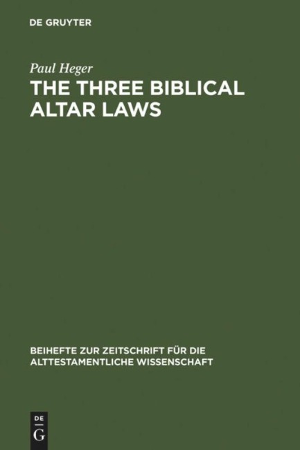 The Three Biblical Altar Laws: Developments in the Sacrificial Cult in Practice and Theology. Political and Economic Background