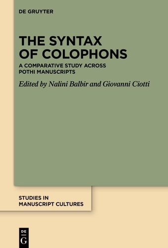 The Syntax of Colophons A Comparative Study Across Pothi Manuscripts