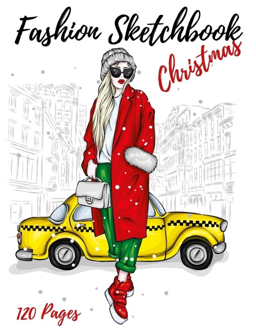 Fashion Sketchbook Christmas: Figure Female Template With Front View - Back View -Side View Large Figure Template For Easily Sketching Your Fashion Design Styles And Building Your Portfolio