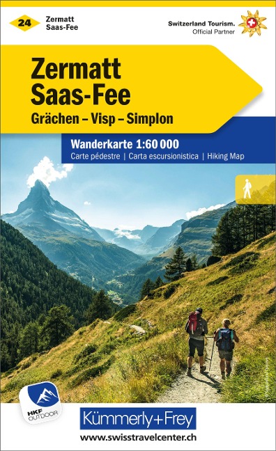 Zermatt - Saas Fee, Grächen, Visp, Simplon Wanderkarte Nr. 24: 1:60 000, waterproof, Freemap on Smartphone included