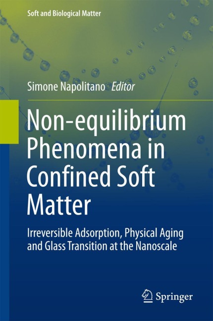 Non-equilibrium Phenomena in Confined Soft Matter: Irreversible Adsorption, Physical Aging and Glass Transition at the Nanoscale