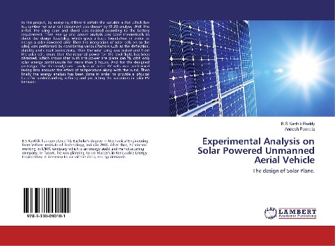 Experimental Analysis on Solar Powered Unmanned Aerial Vehicle: The design of Solar Plane.