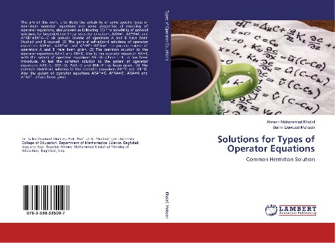 Solutions for Types of Operator Equations: Common Hermitian Solution
