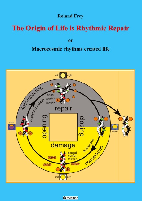 The origin of life is rhythmic repair or Macrocosmic rhythms created life: To survive, complementary primordial life molecules had to become self-repairing timers oscillating in harmony with the macrocosmic environmental rhythms on Earth