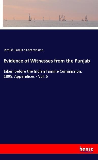 Evidence of Witnesses from the Punjab: taken before the Indian Famine Commission, 1898, Appendices - Vol. 6