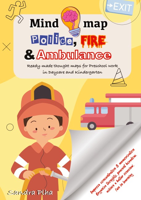 KitaFix-Mindmap Police, Fire and Ambulance (Ready-made thought maps for Preschool work in Daycare and Kindergarten): Improve concentration & memorization Organize thoughts, prevent boredom,  achieve a better overview, fun in learning