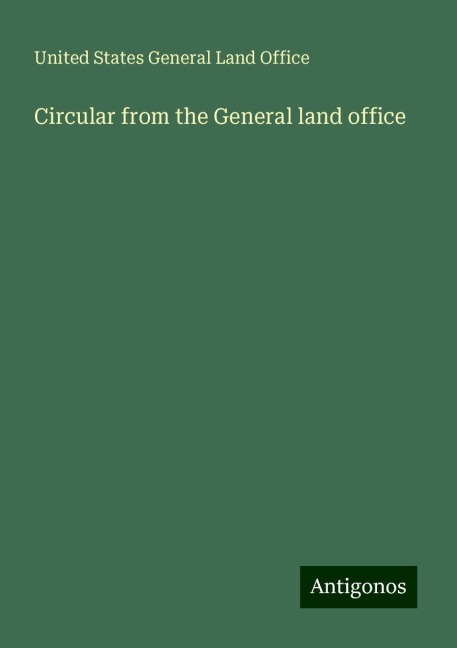 Circular from the General land office