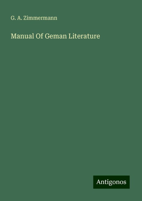Manual Of Geman Literature