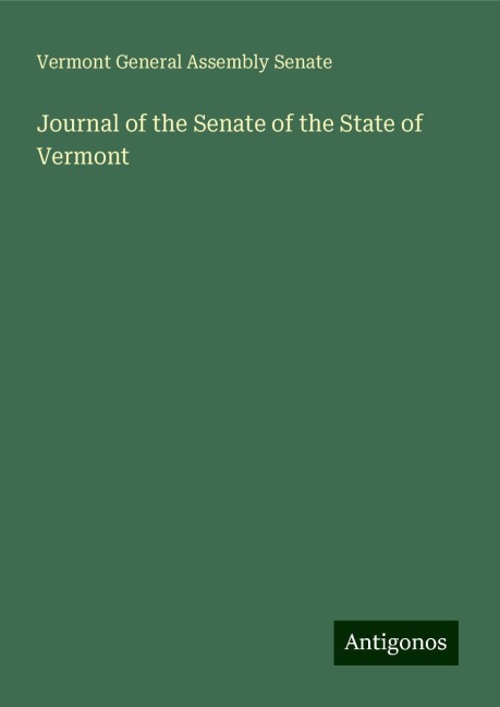 Journal of the Senate of the State of Vermont