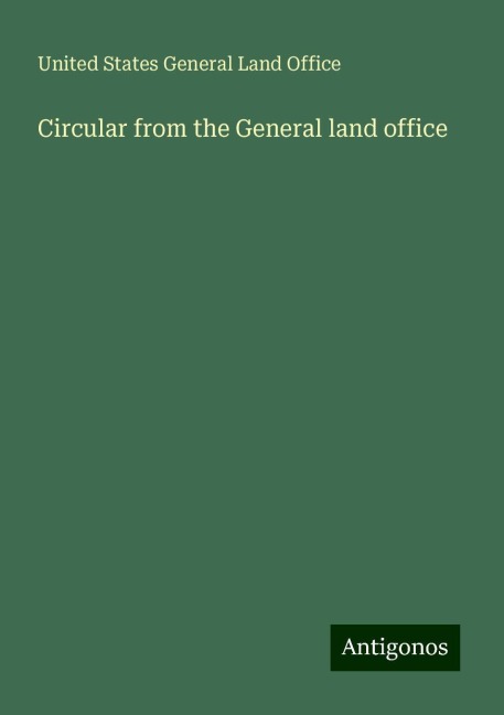 Circular from the General land office