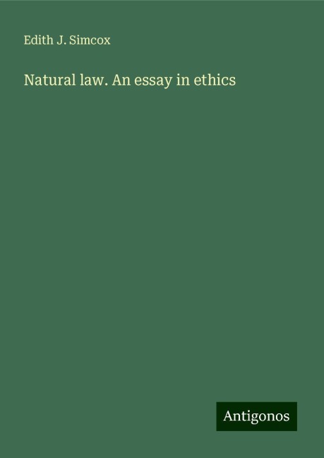 Natural law. An essay in ethics